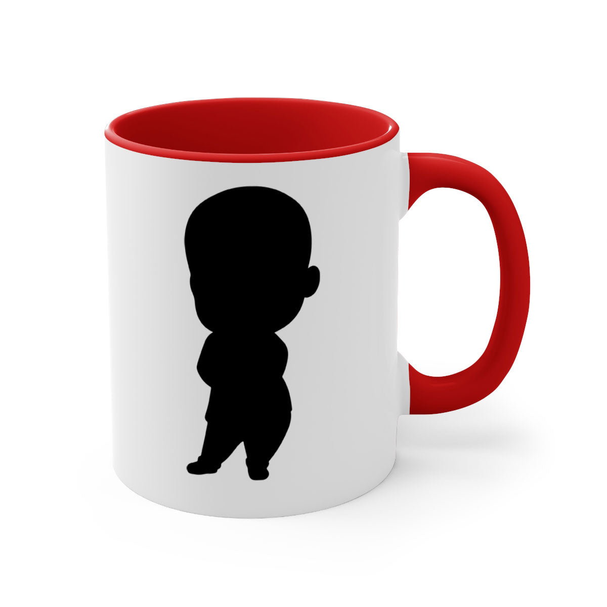 A stylish black boy 21# Mug featuring a glossy finish, colorful handle, and interior, available in two sizes for coffee and tea.