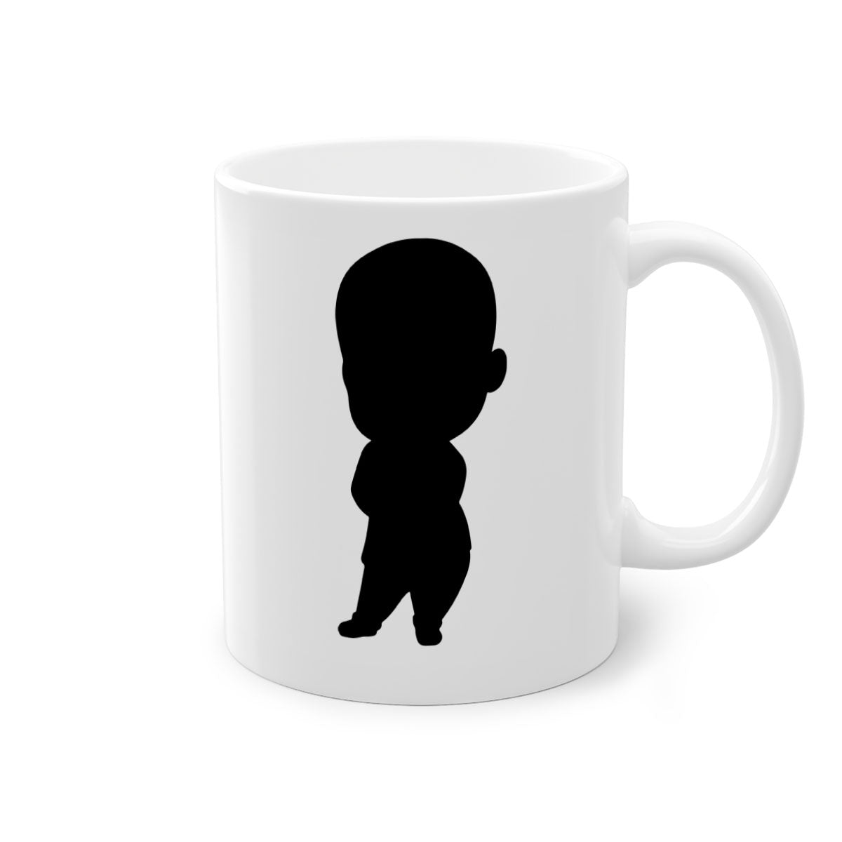 A stylish black boy 21# Mug featuring a glossy finish, colorful handle, and interior, available in two sizes for coffee and tea.