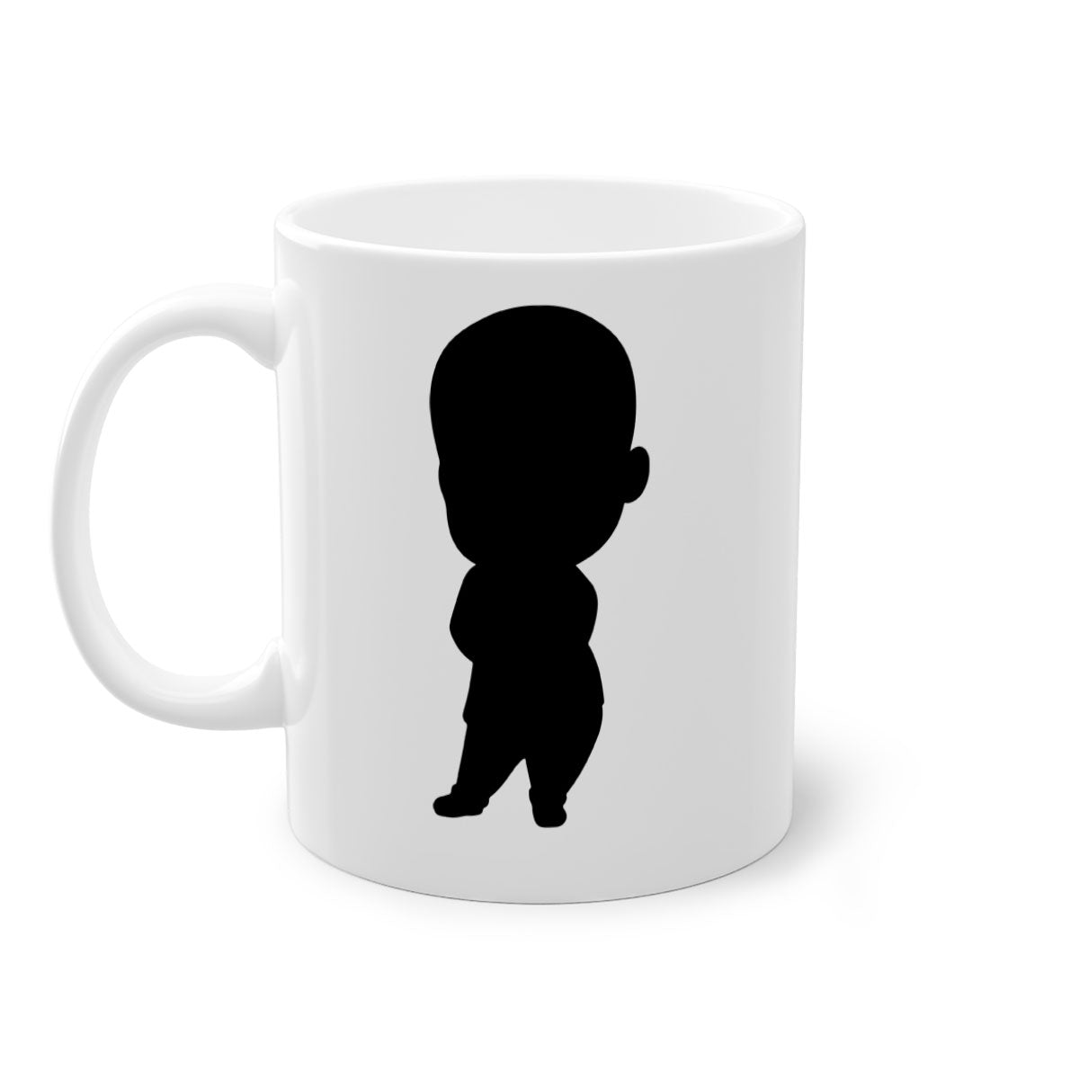 A stylish black boy 21# Mug featuring a glossy finish, colorful handle, and interior, available in two sizes for coffee and tea.