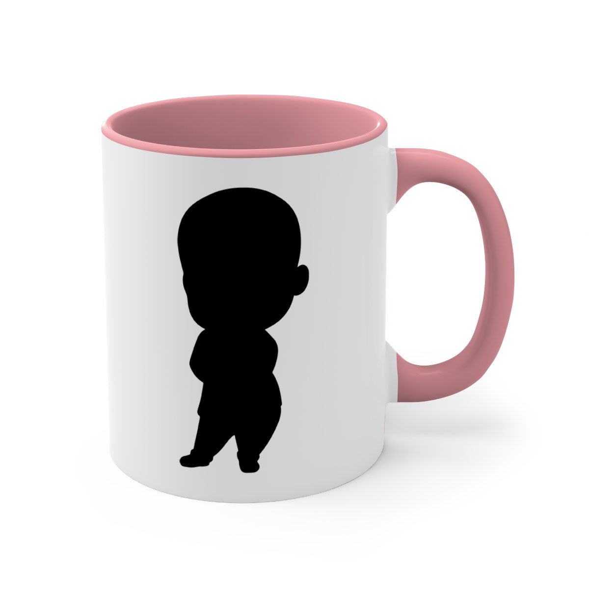 A stylish black boy 21# Mug featuring a glossy finish, colorful handle, and interior, available in two sizes for coffee and tea.