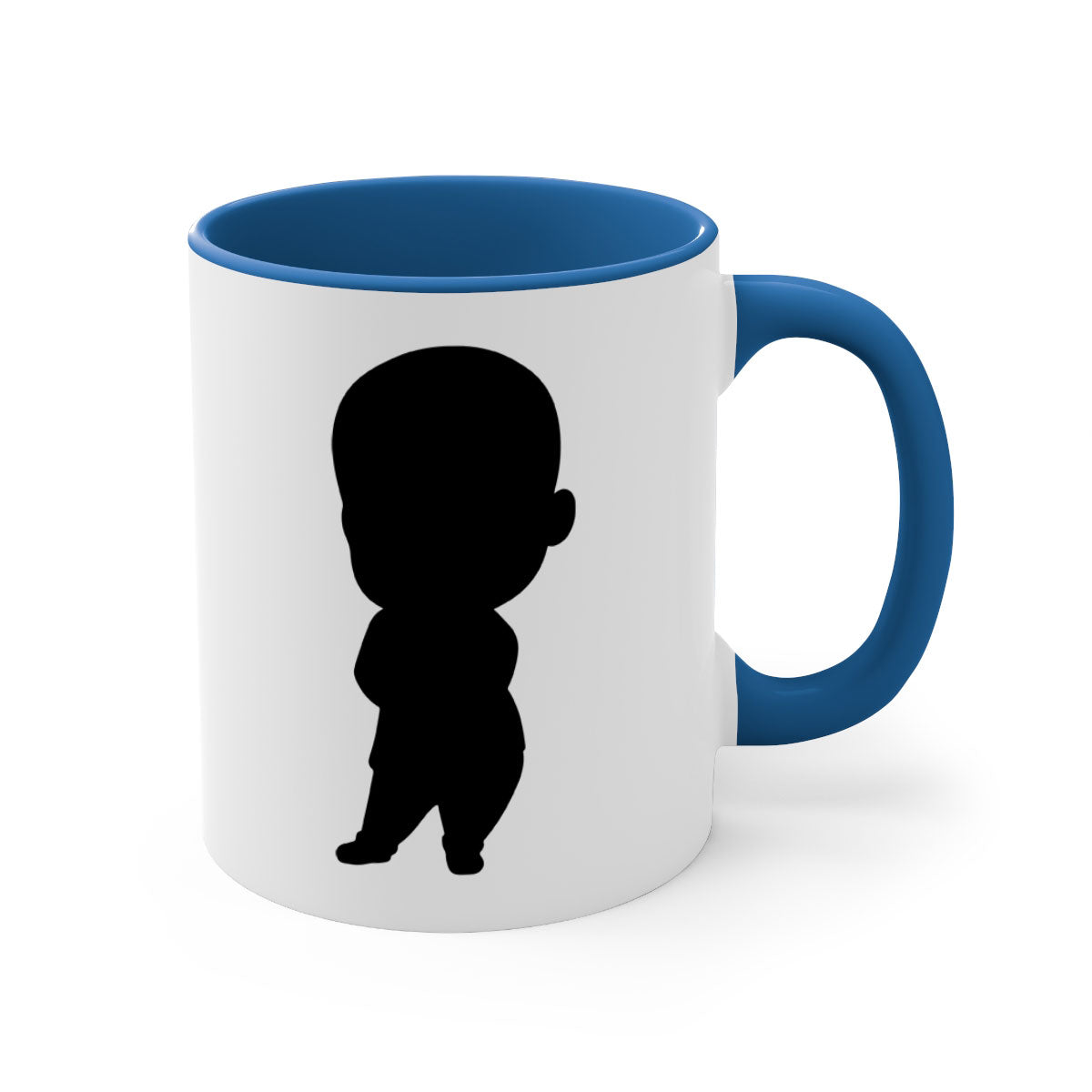 A stylish black boy 21# Mug featuring a glossy finish, colorful handle, and interior, available in two sizes for coffee and tea.