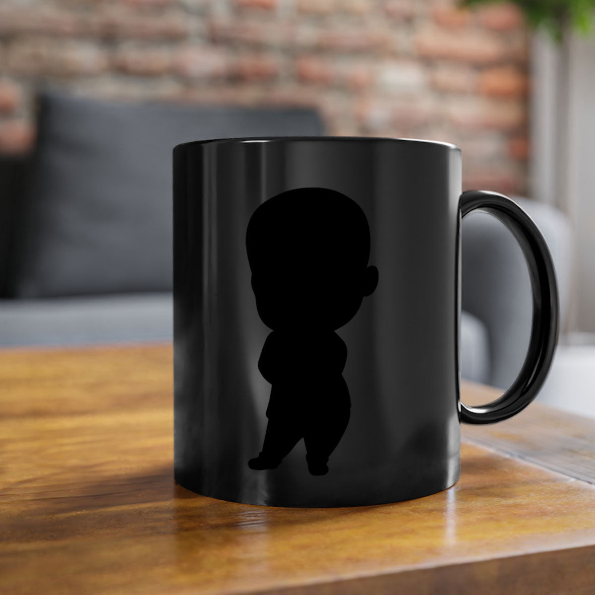 A stylish black boy 21# Mug featuring a glossy finish, colorful handle, and interior, available in two sizes for coffee and tea.