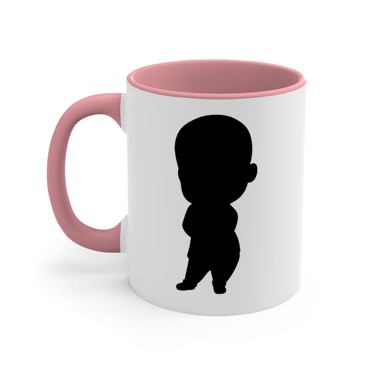 A stylish black boy 21# Mug featuring a glossy finish, colorful handle, and interior, available in two sizes for coffee and tea.