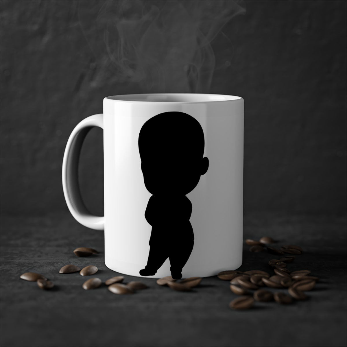 A stylish black boy 21# Mug featuring a glossy finish, colorful handle, and interior, available in two sizes for coffee and tea.