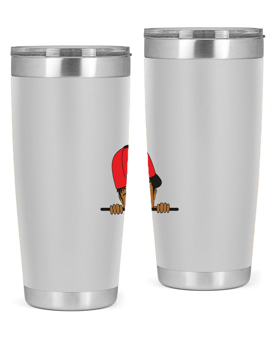 Black boy 23# tumbler, 20oz, double wall vacuum stainless steel with copper lining, featuring a press-in drink-thru lid.