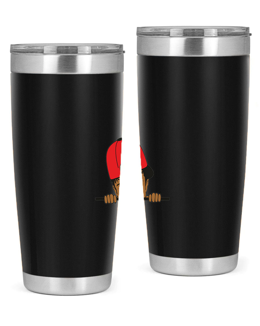 Black boy 23# tumbler, 20oz, double wall vacuum stainless steel with copper lining, featuring a press-in drink-thru lid.