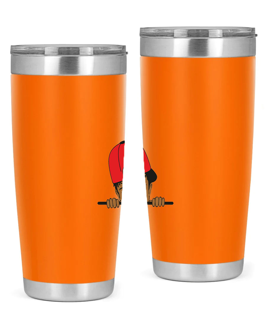 Black boy 23# tumbler, 20oz, double wall vacuum stainless steel with copper lining, featuring a press-in drink-thru lid.