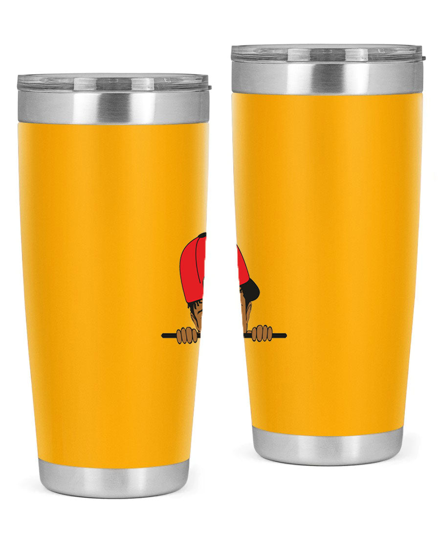 Black boy 23# tumbler, 20oz, double wall vacuum stainless steel with copper lining, featuring a press-in drink-thru lid.