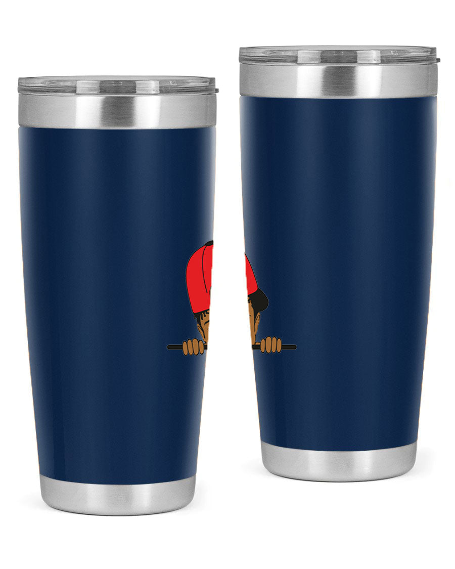 Black boy 23# tumbler, 20oz, double wall vacuum stainless steel with copper lining, featuring a press-in drink-thru lid.