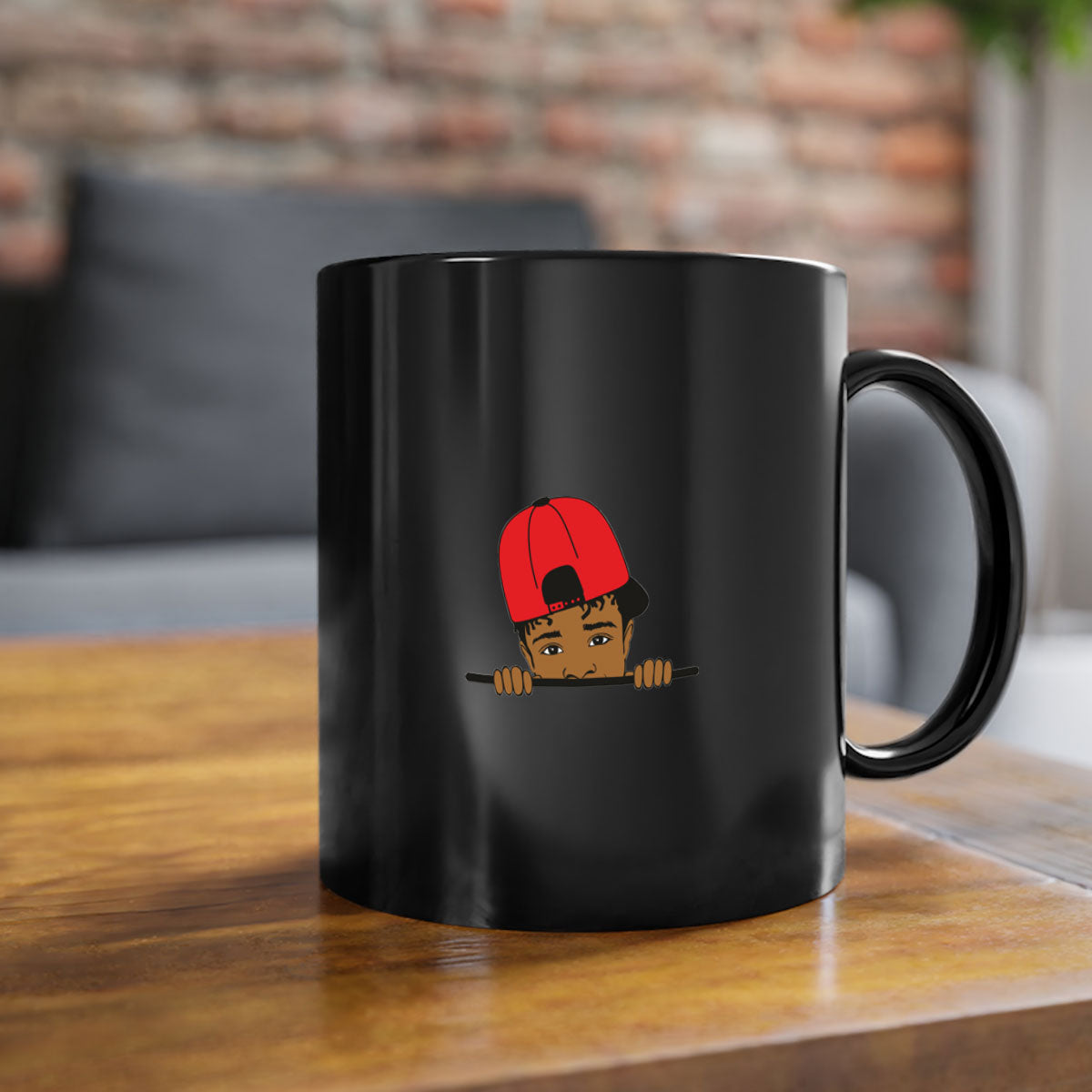 Black boy 23# Mug featuring a two-tone design with a colored handle and interior, available in multiple colors and sizes.