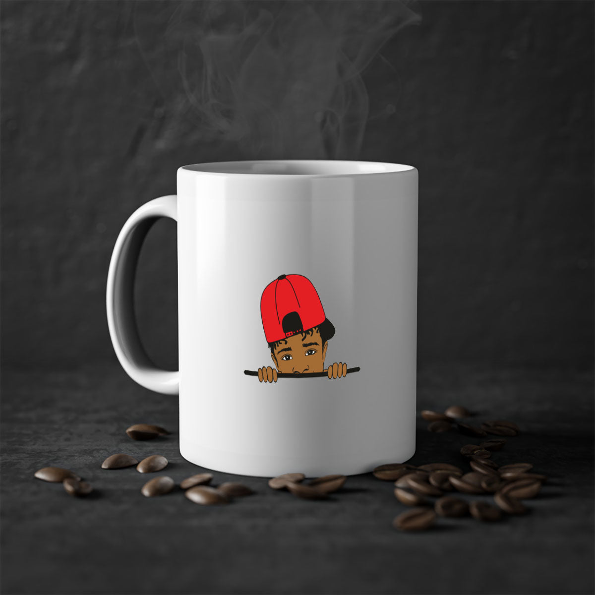 Black boy 23# Mug featuring a two-tone design with a colored handle and interior, available in multiple colors and sizes.