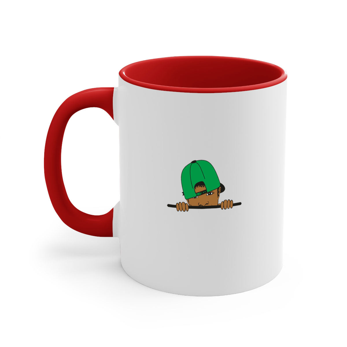 Black boy 25# Mug featuring a two-tone design with a colored handle and glossy finish, available in multiple colors.