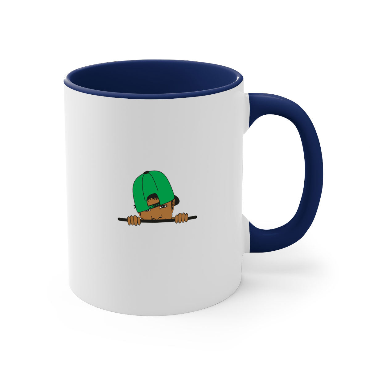 Black boy 25# Mug featuring a two-tone design with a colored handle and glossy finish, available in multiple colors.