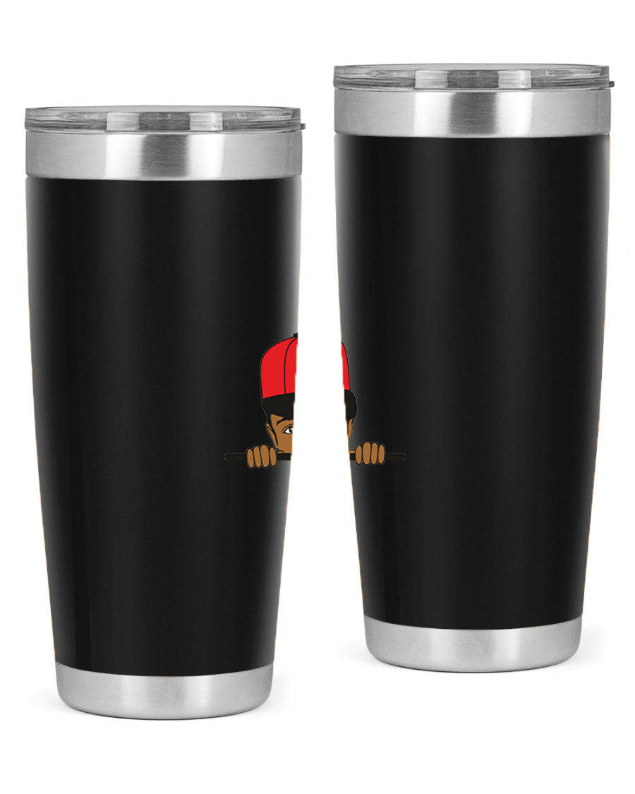 Black boy 3# tumbler in stainless steel with a sleek design, perfect for hot and cold beverages.