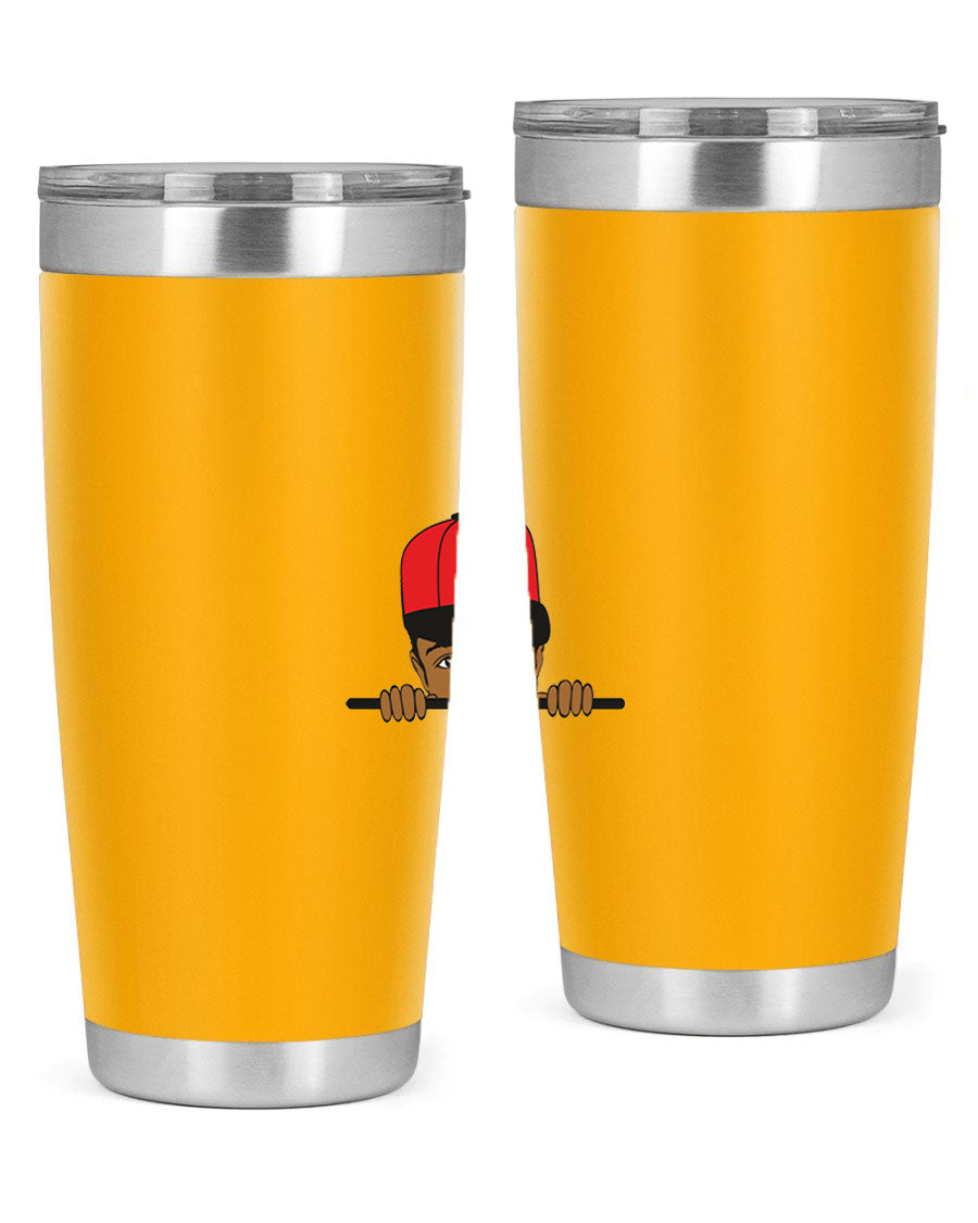 Black boy 3# tumbler in stainless steel with a sleek design, perfect for hot and cold beverages.