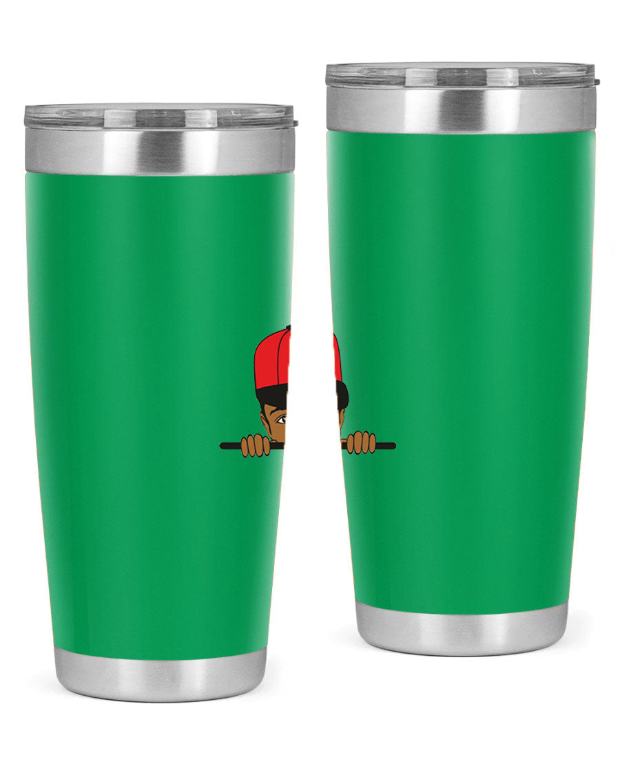 Black boy 3# tumbler in stainless steel with a sleek design, perfect for hot and cold beverages.