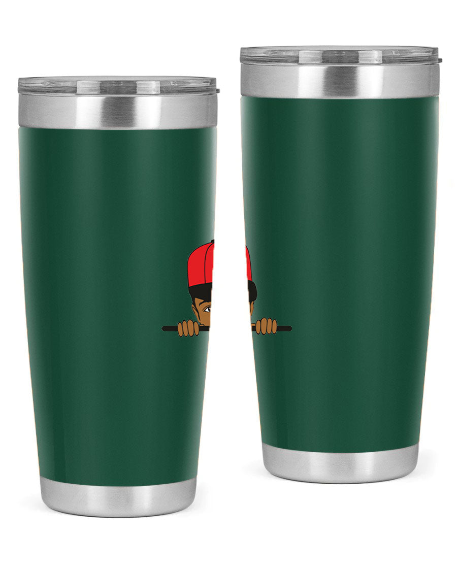 Black boy 3# tumbler in stainless steel with a sleek design, perfect for hot and cold beverages.