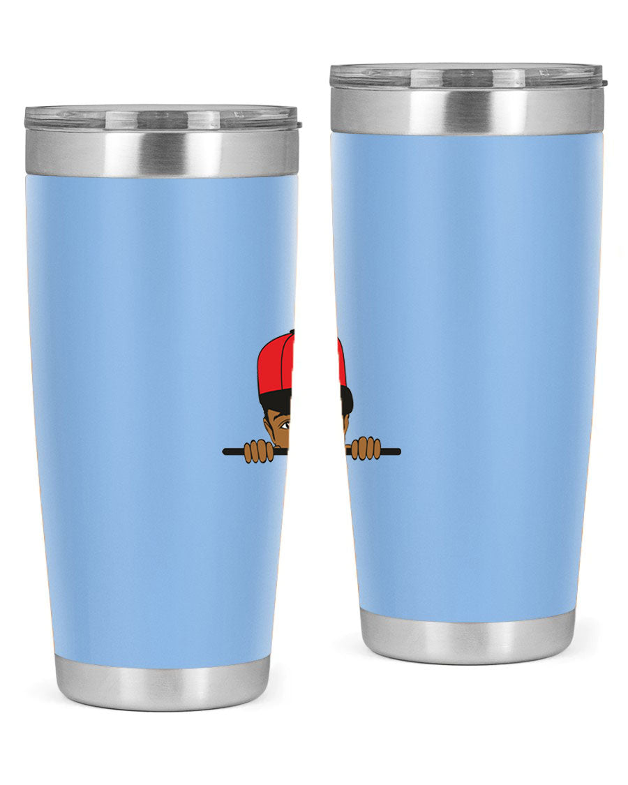 Black boy 3# tumbler in stainless steel with a sleek design, perfect for hot and cold beverages.