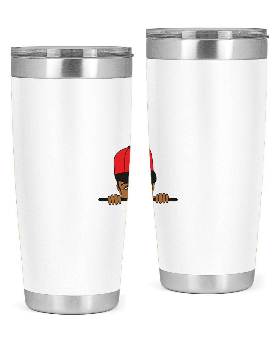 Black boy 3# tumbler in stainless steel with a sleek design, perfect for hot and cold beverages.