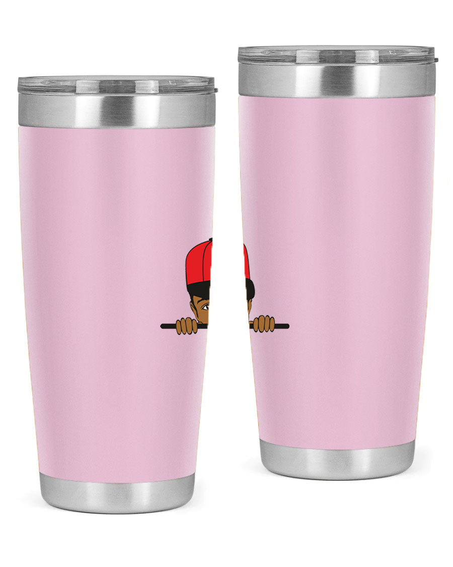 Black boy 3# tumbler in stainless steel with a sleek design, perfect for hot and cold beverages.