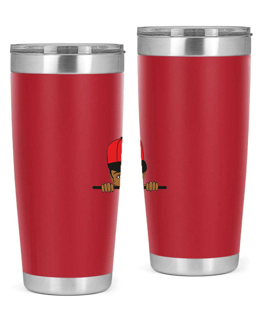 Black boy 3# tumbler in stainless steel with a sleek design, perfect for hot and cold beverages.