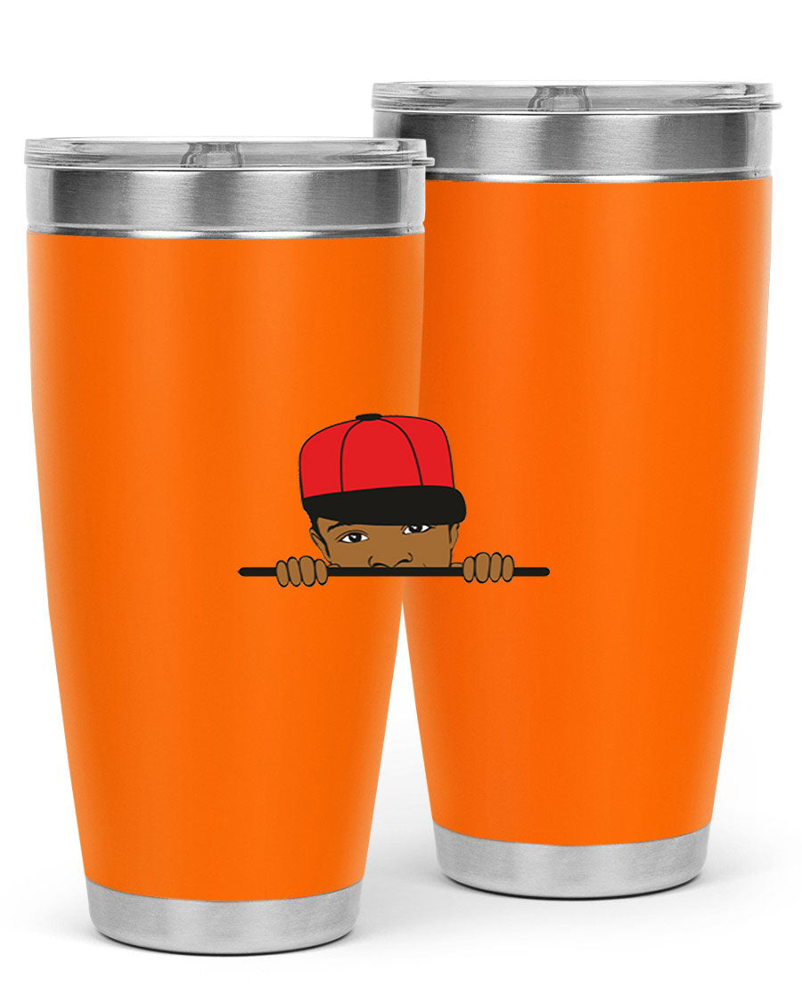 Black boy 3# tumbler in stainless steel with a sleek design, perfect for hot and cold beverages.