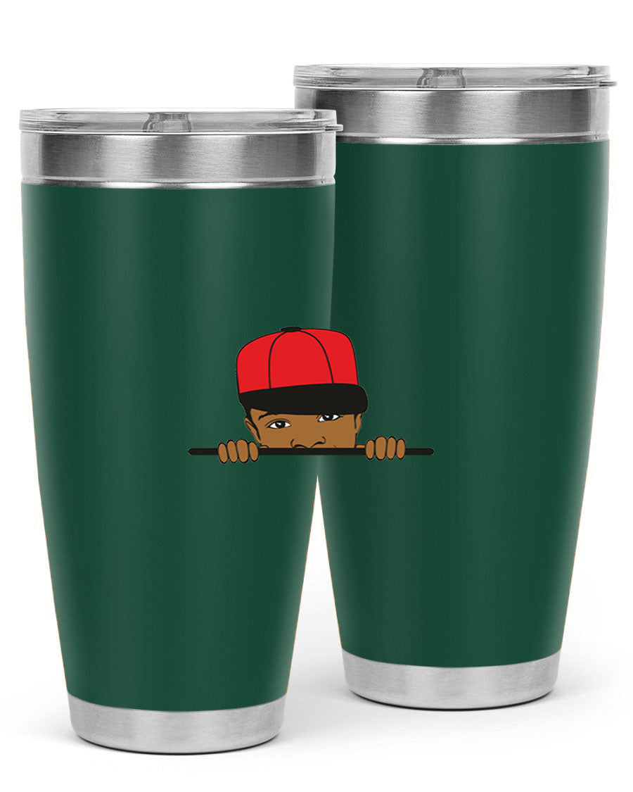 Black boy 3# tumbler in stainless steel with a sleek design, perfect for hot and cold beverages.