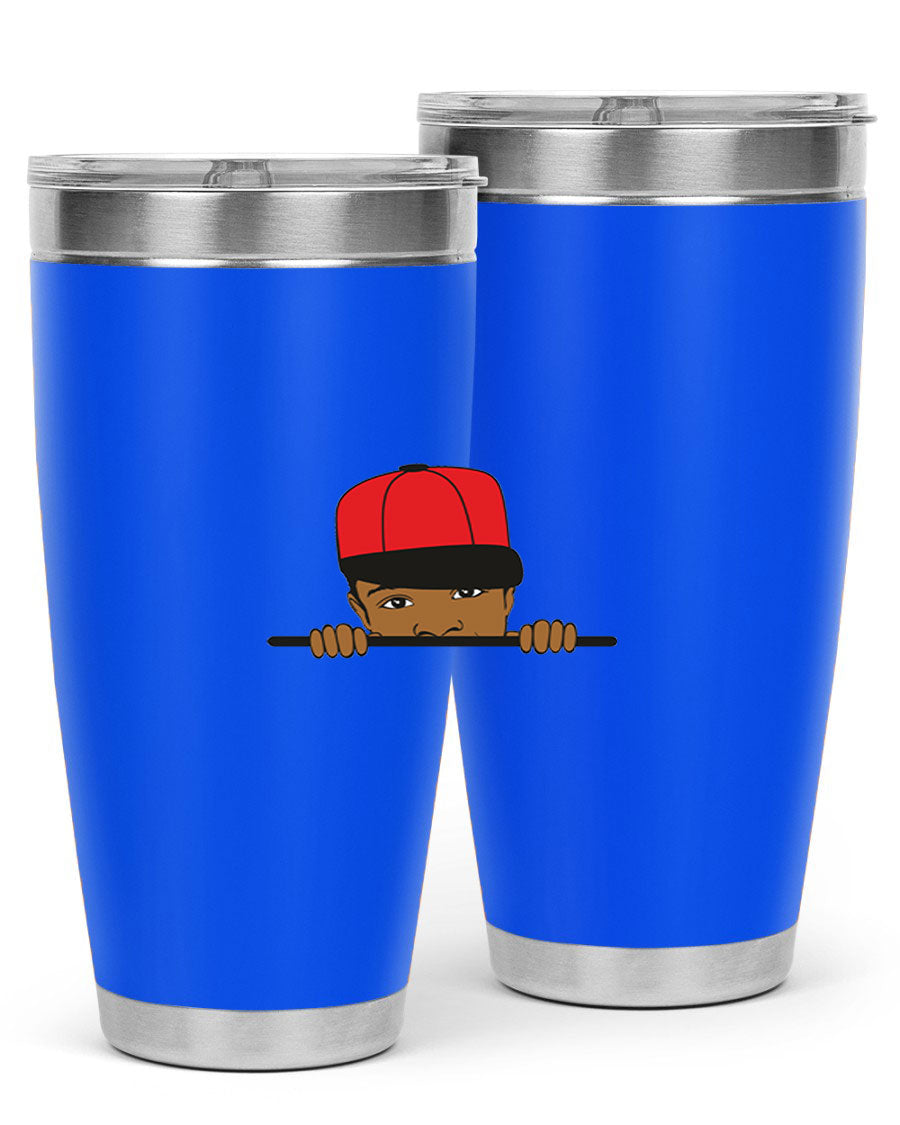 Black boy 3# tumbler in stainless steel with a sleek design, perfect for hot and cold beverages.