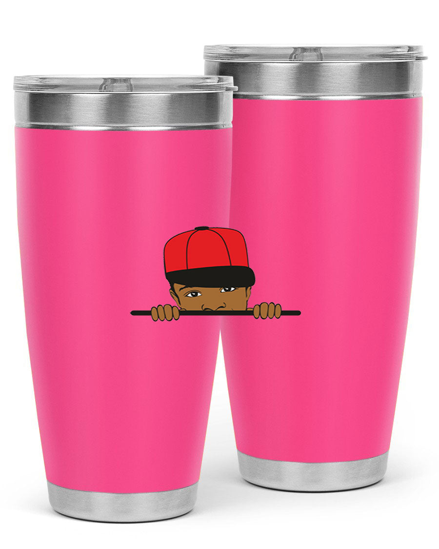 Black boy 3# tumbler in stainless steel with a sleek design, perfect for hot and cold beverages.