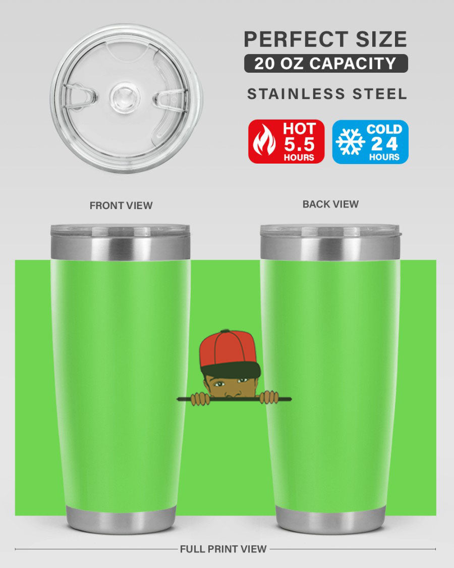 Black boy 3# tumbler in stainless steel with a sleek design, perfect for hot and cold beverages.