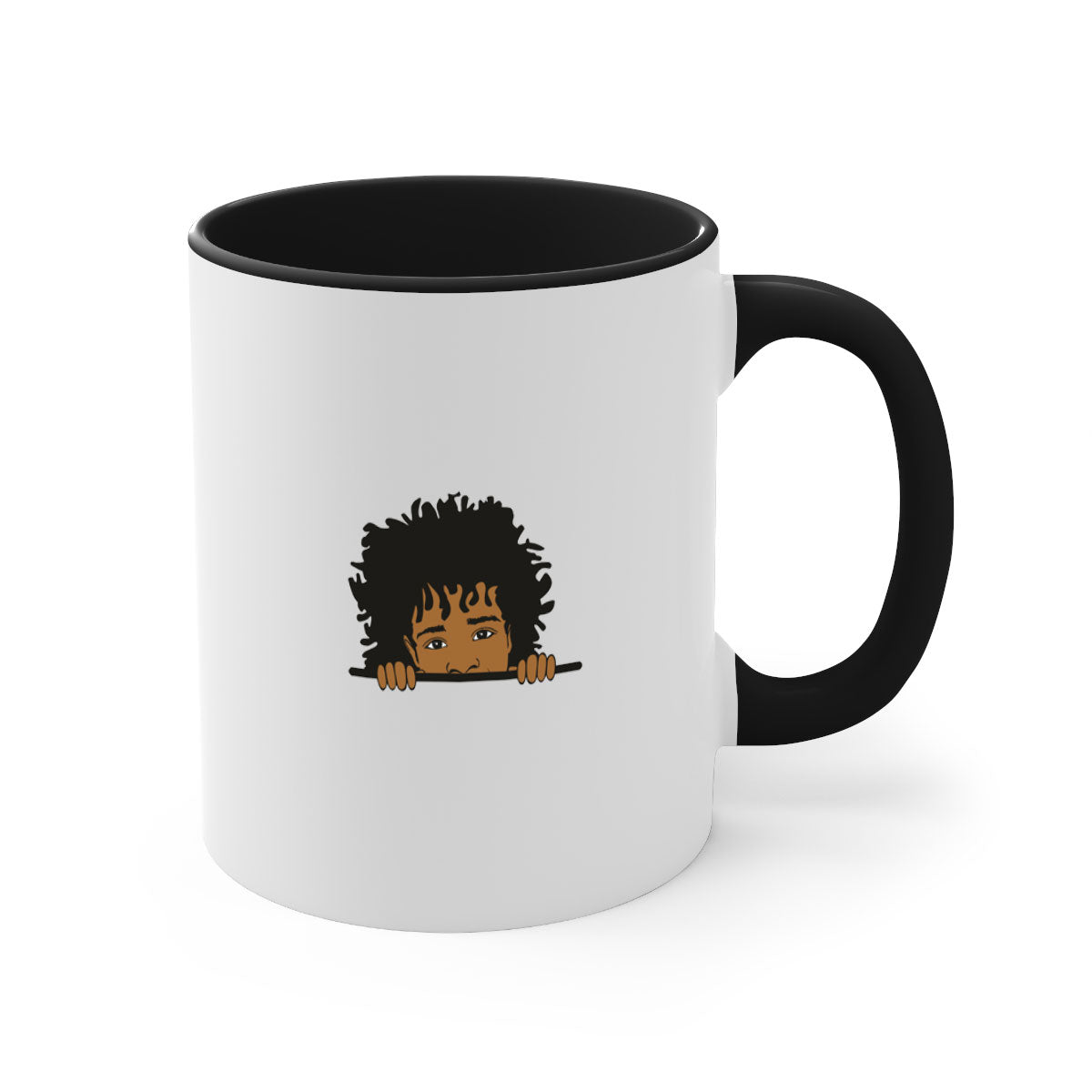 Black Boy 4# Mug featuring a glossy finish with a colored handle and interior, available in multiple colors and sizes.