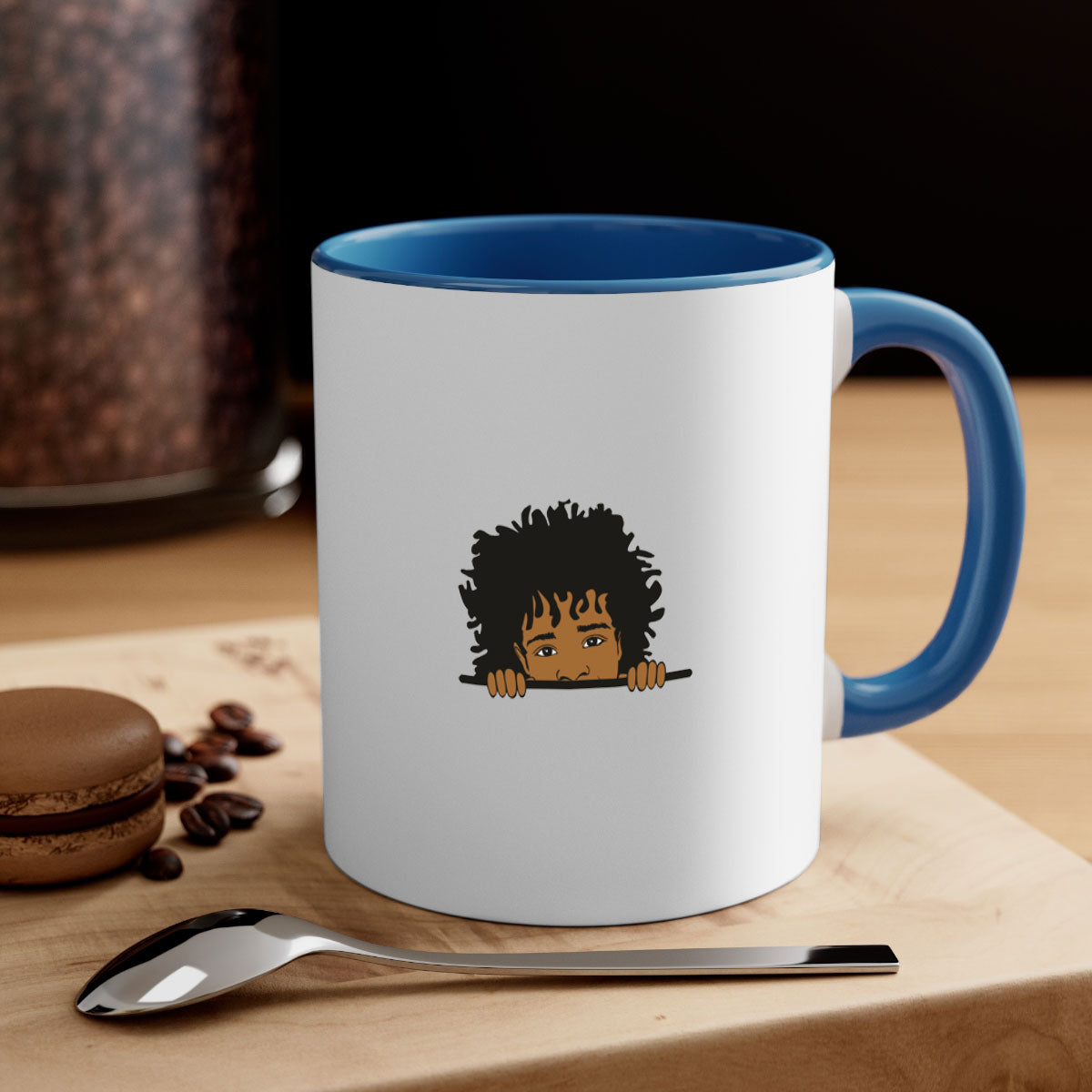 Black Boy 4# Mug featuring a glossy finish with a colored handle and interior, available in multiple colors and sizes.