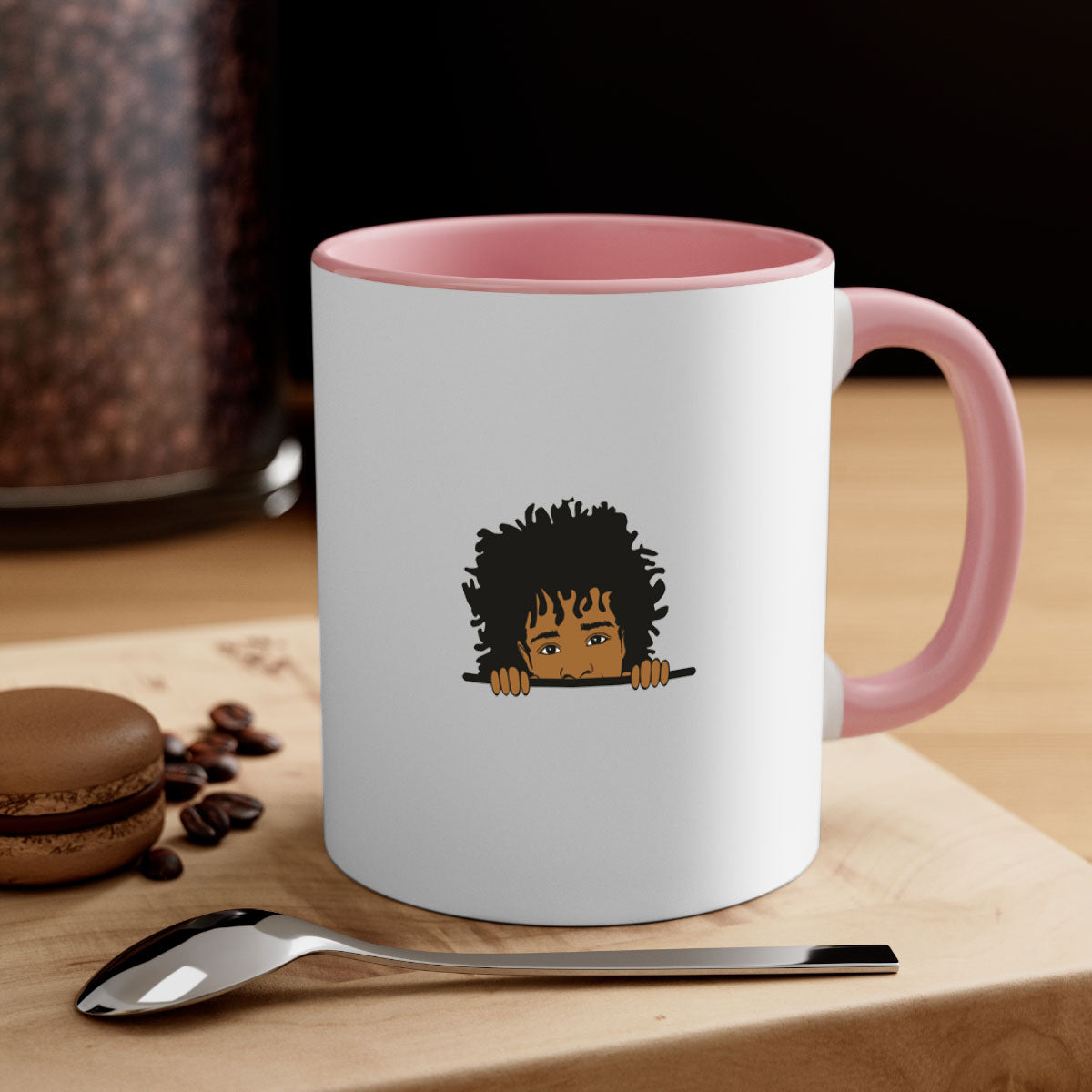 Black Boy 4# Mug featuring a glossy finish with a colored handle and interior, available in multiple colors and sizes.