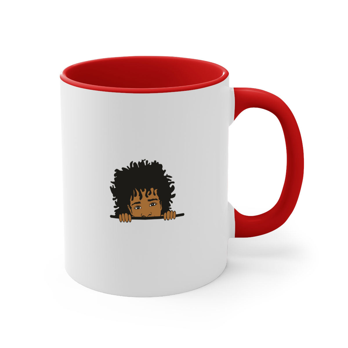 Black Boy 4# Mug featuring a glossy finish with a colored handle and interior, available in multiple colors and sizes.