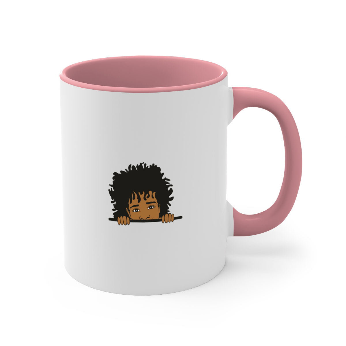 Black Boy 4# Mug featuring a glossy finish with a colored handle and interior, available in multiple colors and sizes.