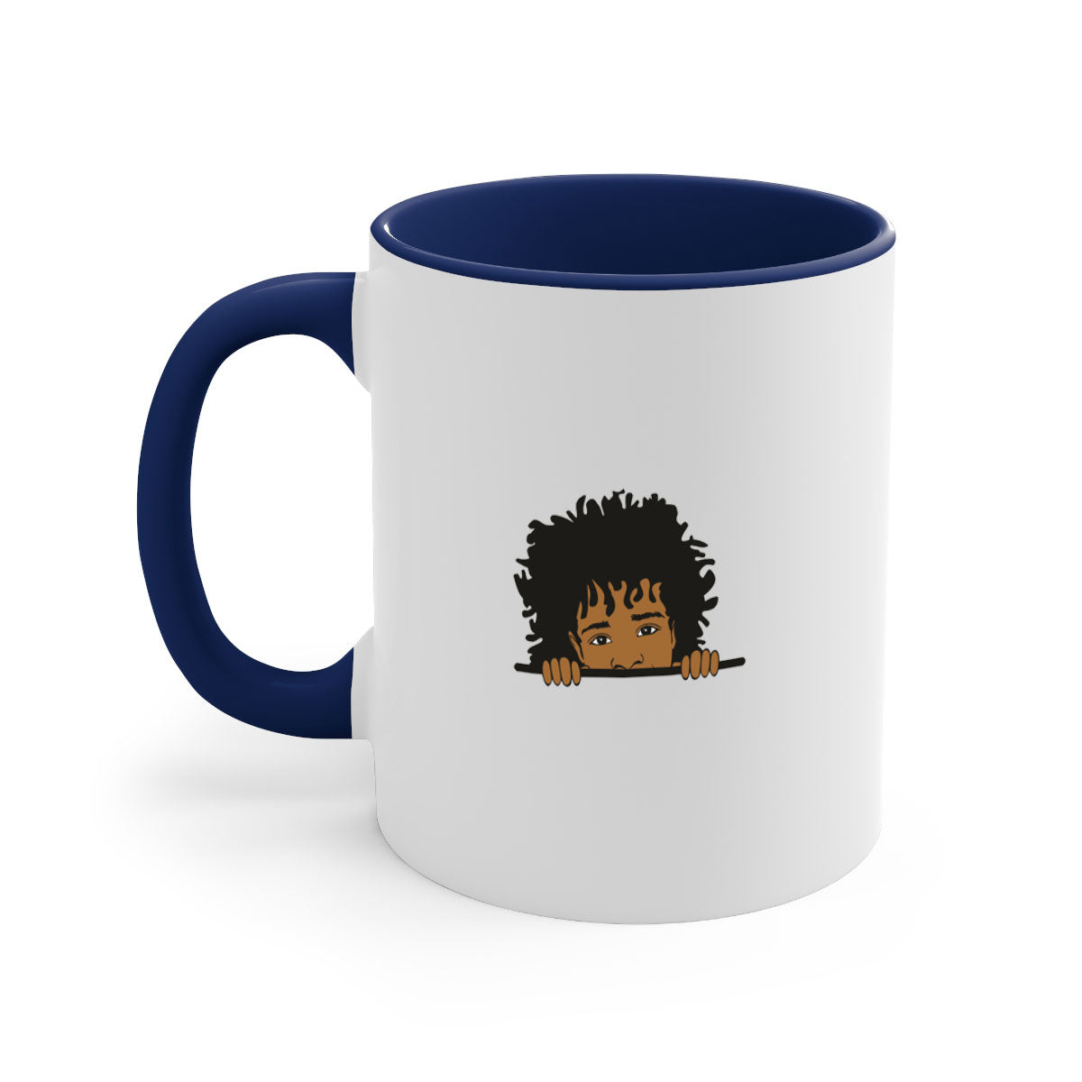 Black Boy 4# Mug featuring a glossy finish with a colored handle and interior, available in multiple colors and sizes.