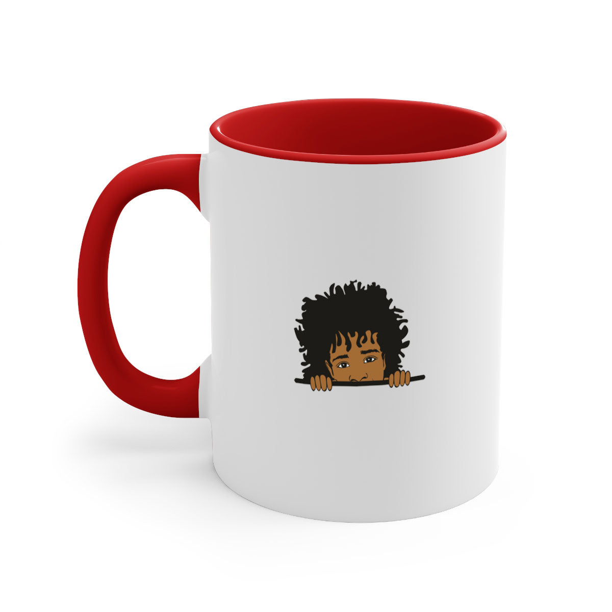 Black Boy 4# Mug featuring a glossy finish with a colored handle and interior, available in multiple colors and sizes.