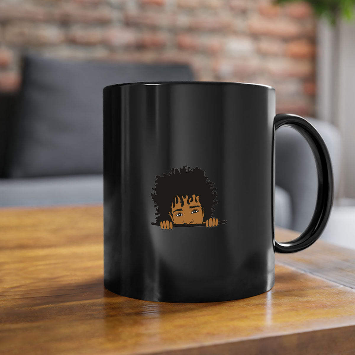 Black Boy 4# Mug featuring a glossy finish with a colored handle and interior, available in multiple colors and sizes.