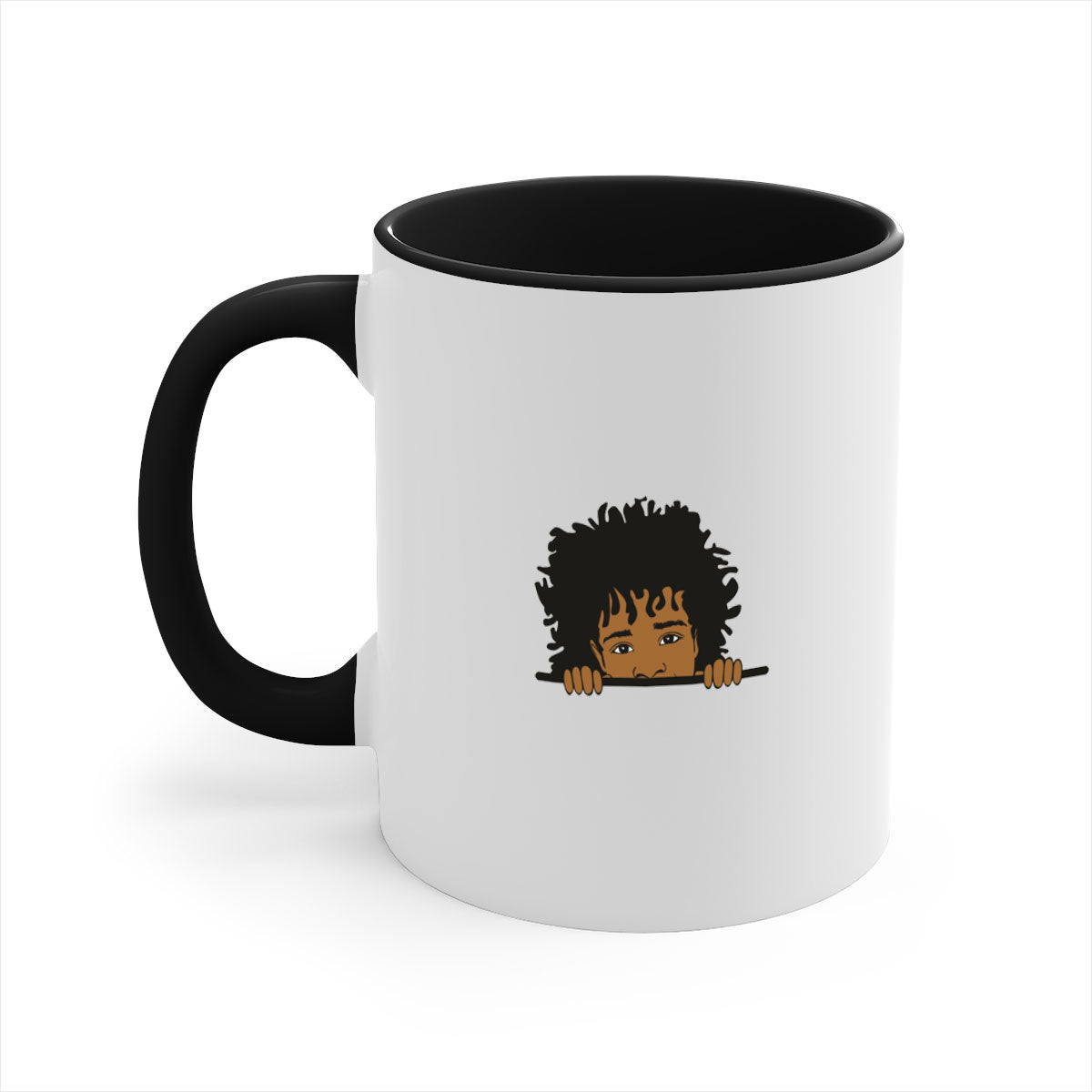 Black Boy 4# Mug featuring a glossy finish with a colored handle and interior, available in multiple colors and sizes.