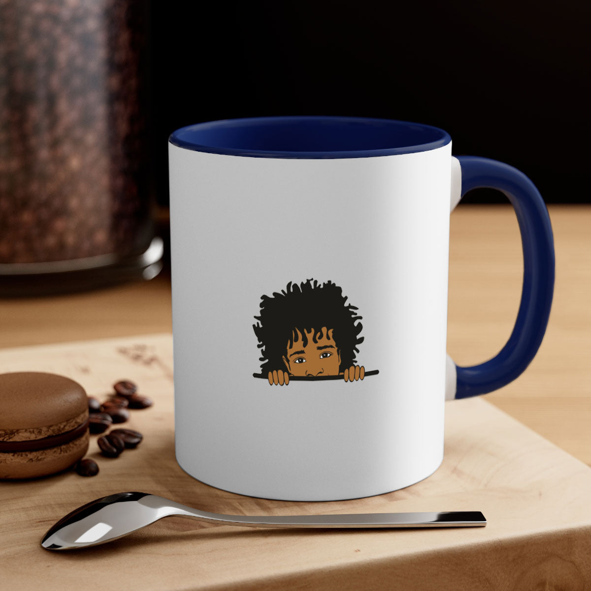 Black Boy 4# Mug featuring a glossy finish with a colored handle and interior, available in multiple colors and sizes.