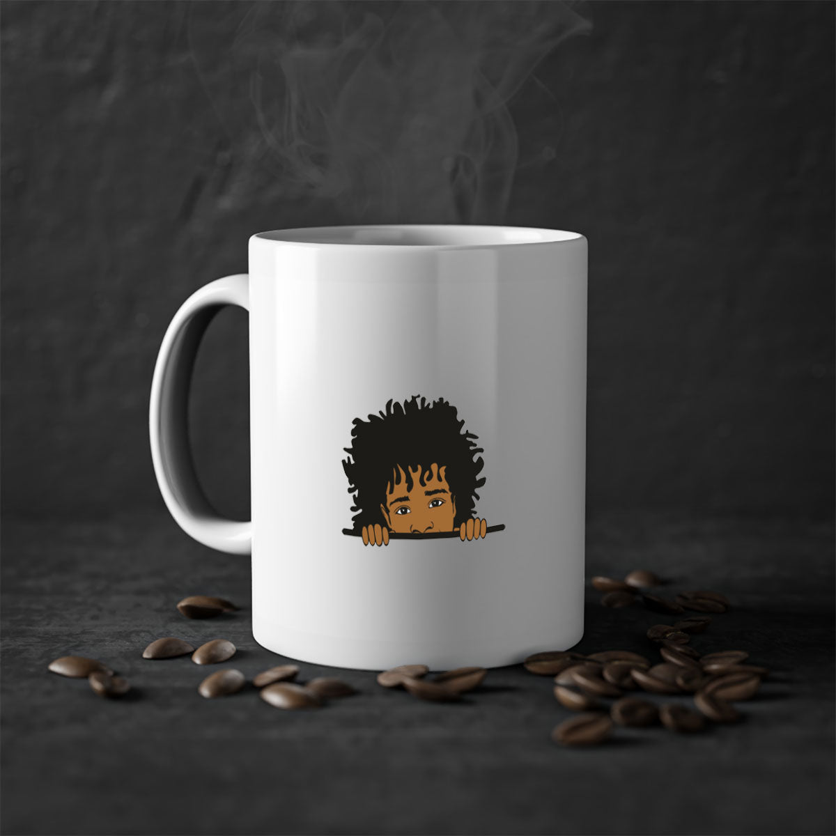 Black Boy 4# Mug featuring a glossy finish with a colored handle and interior, available in multiple colors and sizes.