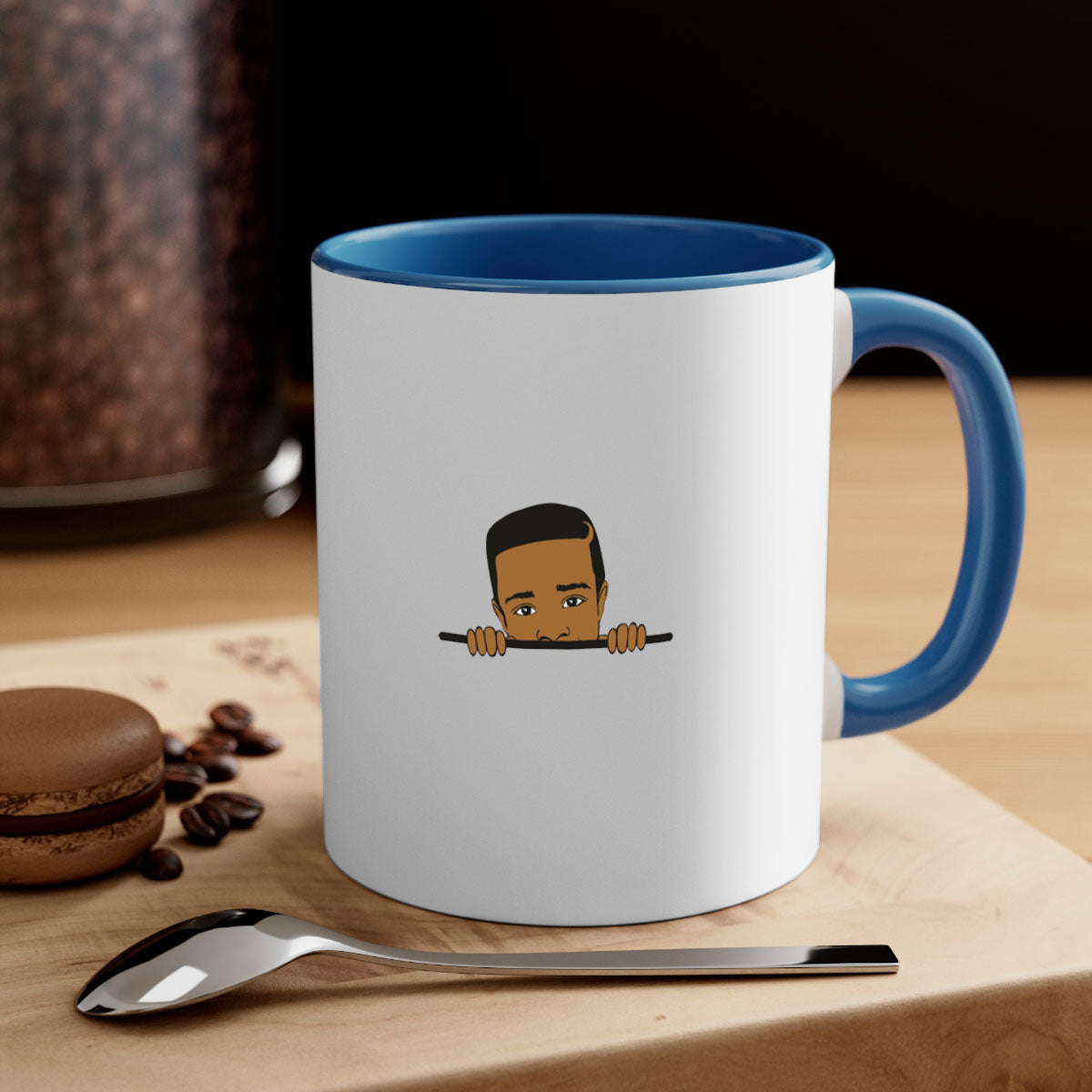 Black boy 5# Mug featuring a glossy finish with a colored handle and interior, available in multiple colors and sizes.