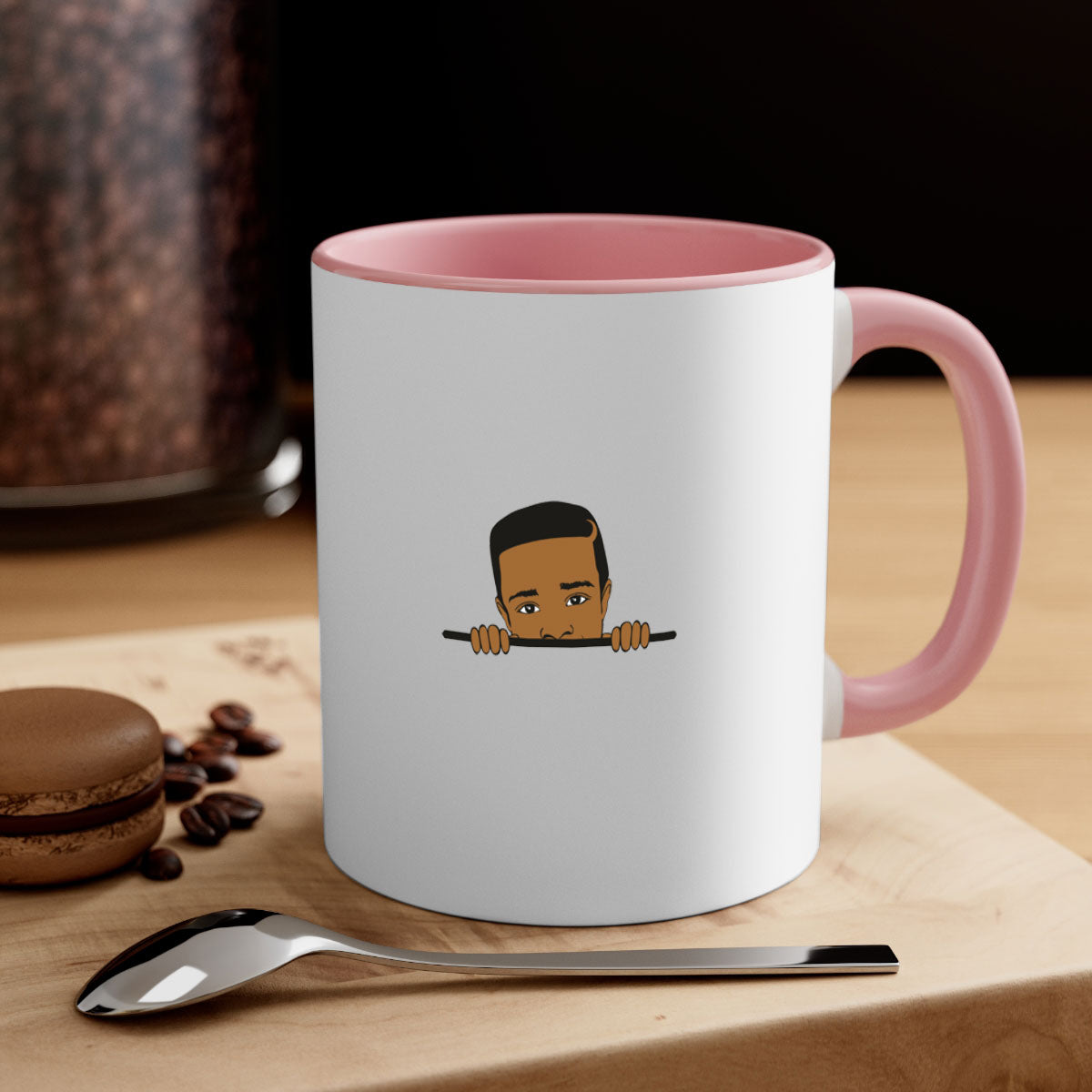 Black boy 5# Mug featuring a glossy finish with a colored handle and interior, available in multiple colors and sizes.