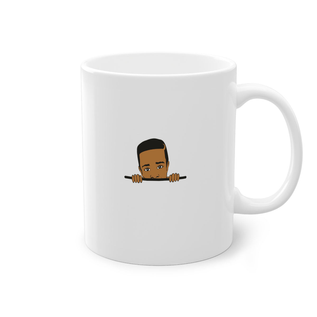 Black boy 5# Mug featuring a glossy finish with a colored handle and interior, available in multiple colors and sizes.