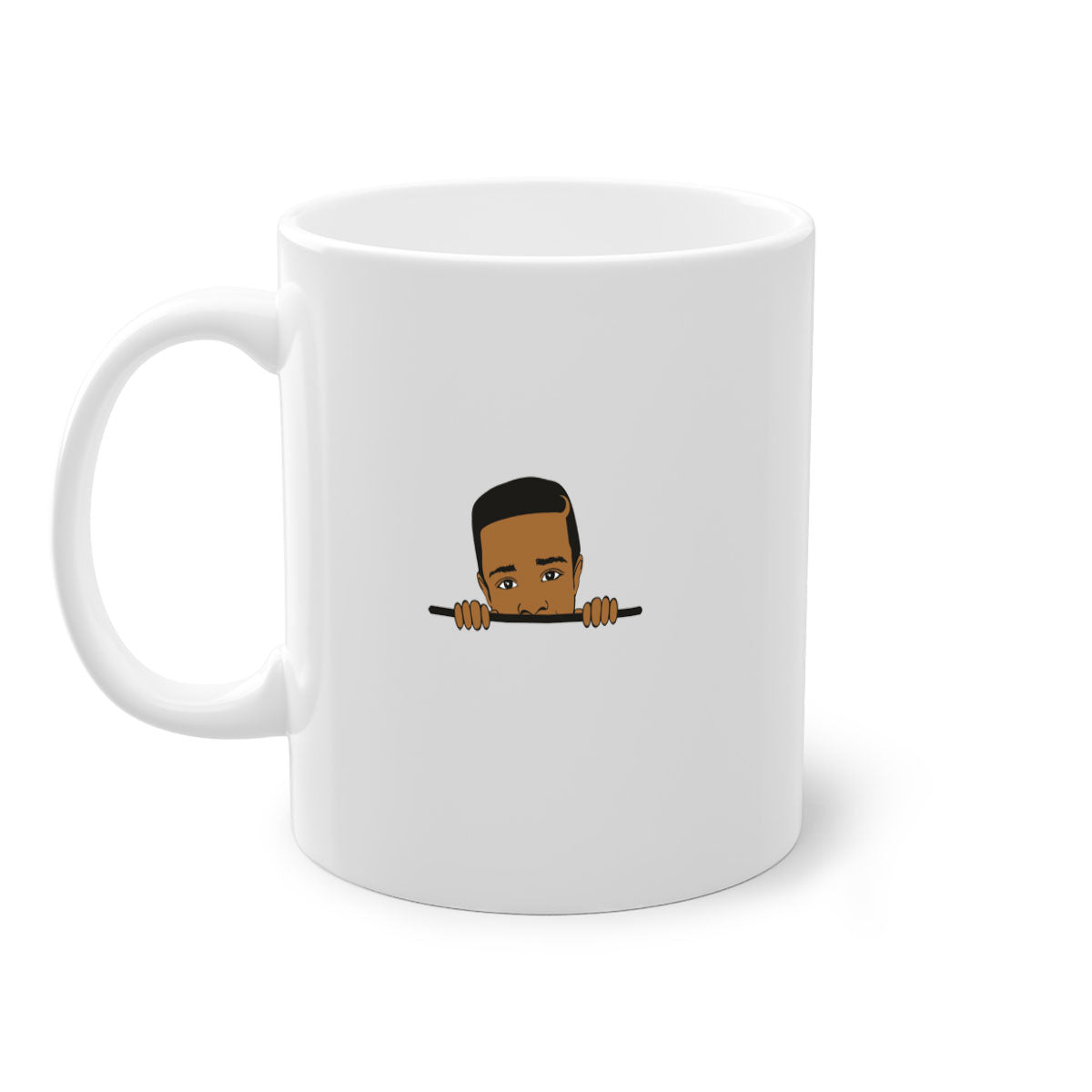 Black boy 5# Mug featuring a glossy finish with a colored handle and interior, available in multiple colors and sizes.