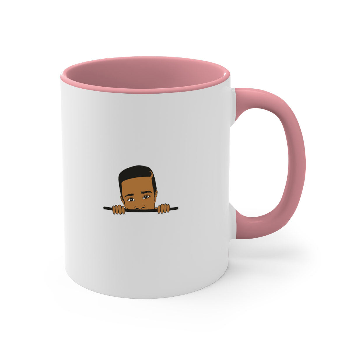 Black boy 5# Mug featuring a glossy finish with a colored handle and interior, available in multiple colors and sizes.