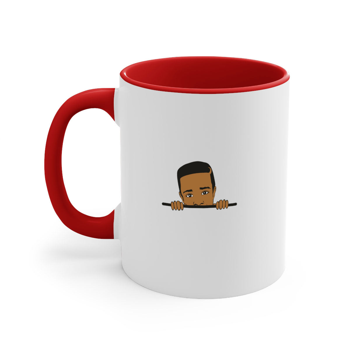 Black boy 5# Mug featuring a glossy finish with a colored handle and interior, available in multiple colors and sizes.