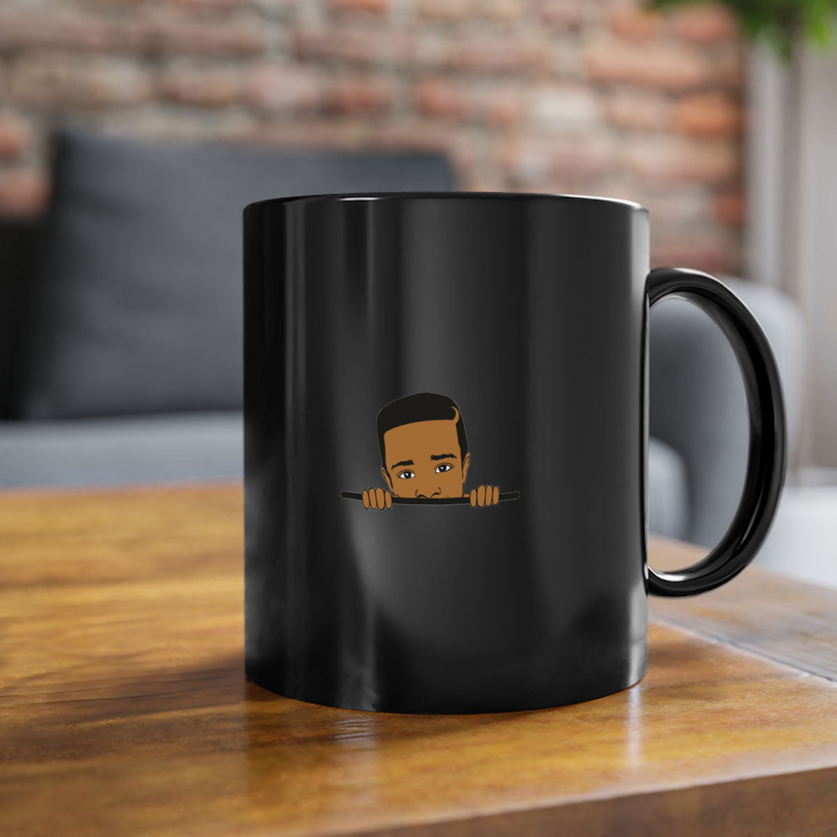 Black boy 5# Mug featuring a glossy finish with a colored handle and interior, available in multiple colors and sizes.