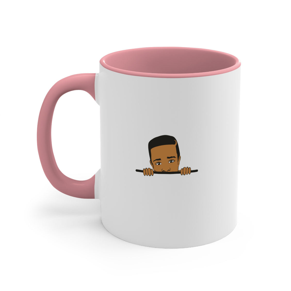 Black boy 5# Mug featuring a glossy finish with a colored handle and interior, available in multiple colors and sizes.