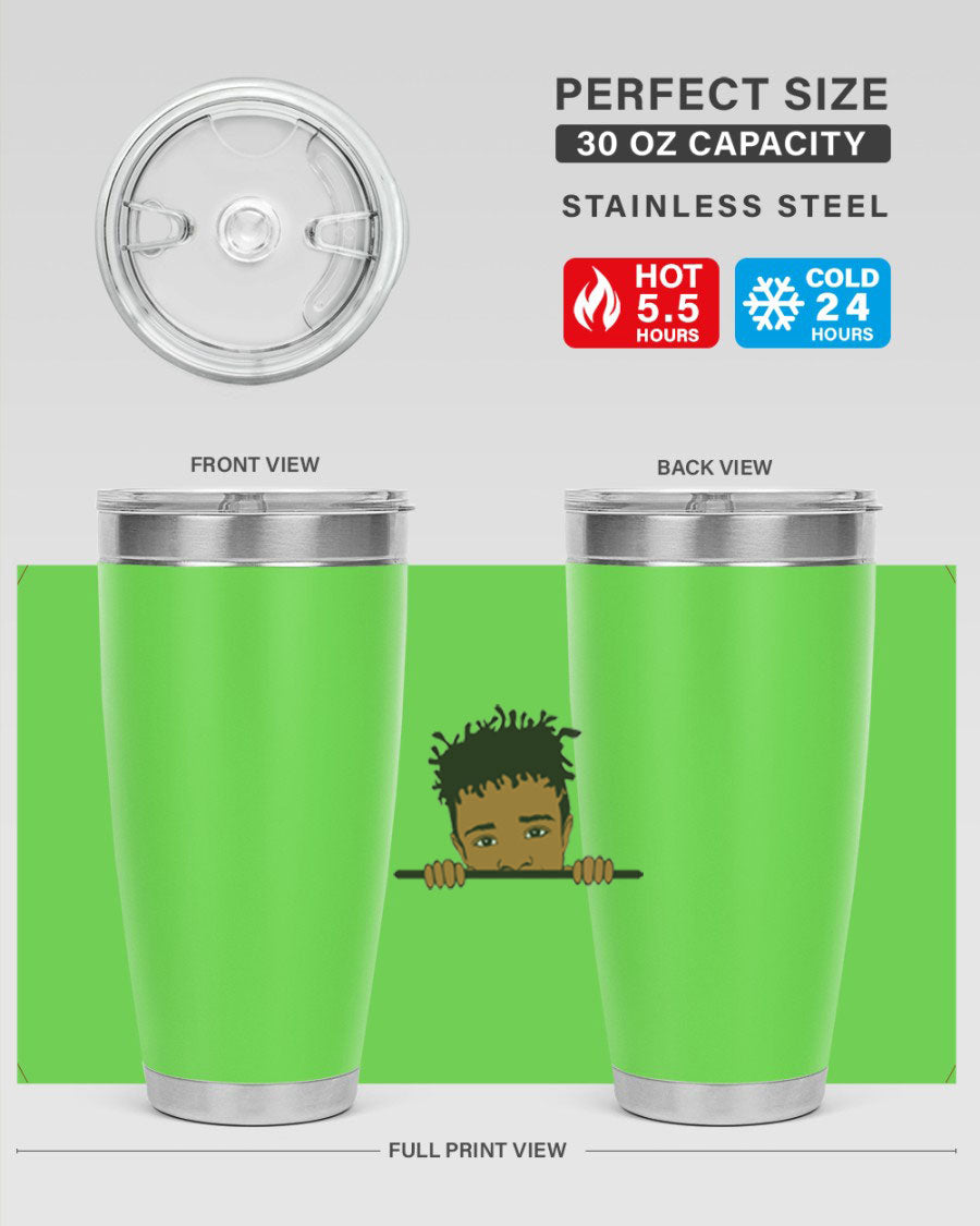 Black boy 6# tumbler in stainless steel with a sleek design, perfect for keeping drinks hot or cold.